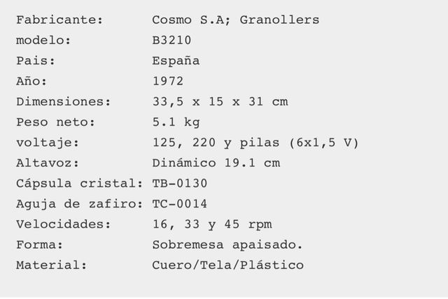 TOCADISCOS COSMO B3210