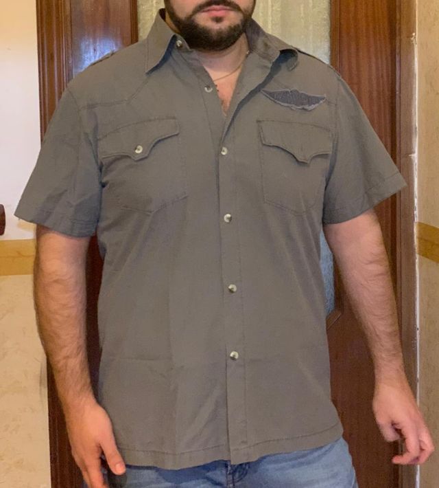 Camicia da Uomo Grigio Taglia L