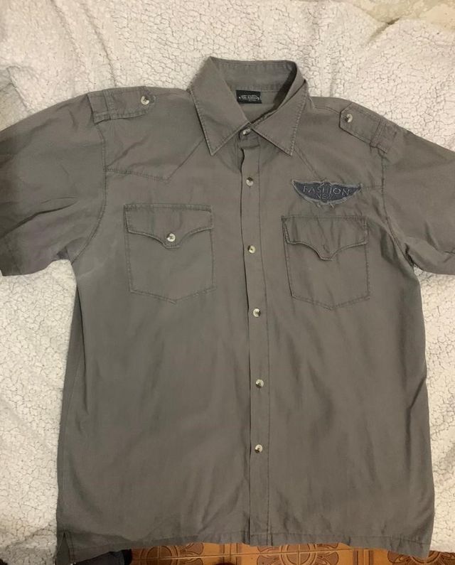 Camicia da Uomo Grigio Taglia L