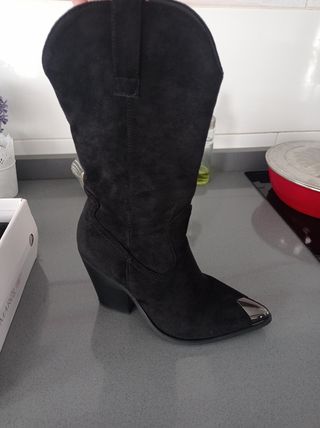 Botas cowboy negras puntera plata oscur
