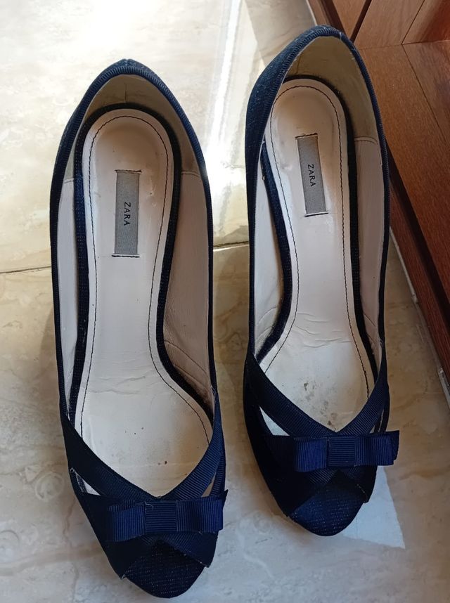 Sandalia tacon azul vaquero