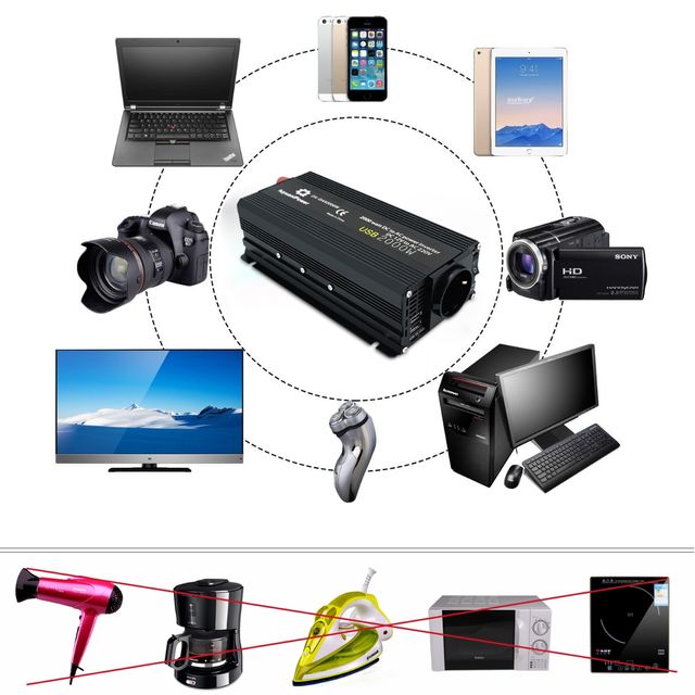 Inversor de corriente para coche, transformador 💯