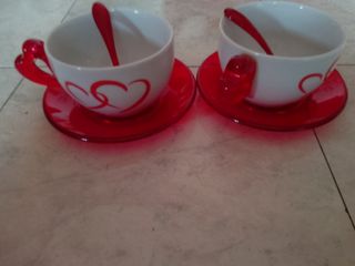 2 tazzoni "guzzini" piattino cucchiai