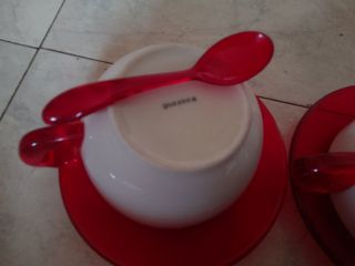 2 tazzoni "guzzini" piattino cucchiai