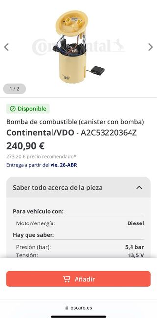 Bomba de combustible BMW serie 1,3, X1