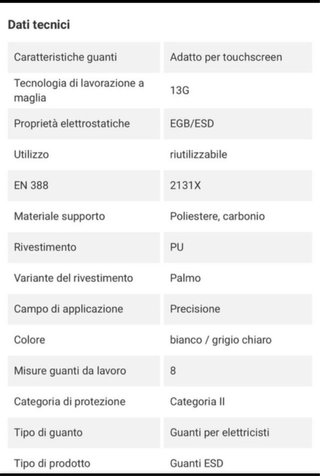 Guanti da lavoro antistatici
