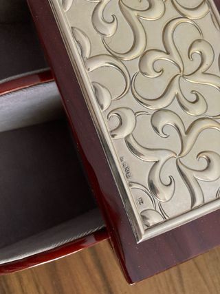Caja madera y plata almacenamiento NUEVA