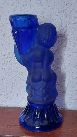 Candelabro Ángel cristal Azul Cobalto.