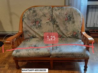 SOFÁ DE DOS PLAZAS Y SILLÓN EN MADERA DE PINO