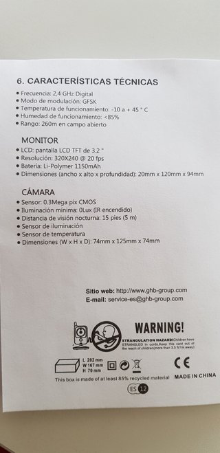 Vigilabebés Inalámbrico GHB VB607