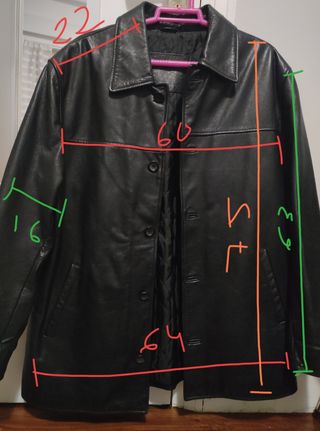 Chaqueta de piel real negra vintage