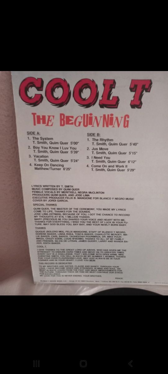 Cool T - The Beguinning. 1991 Lp