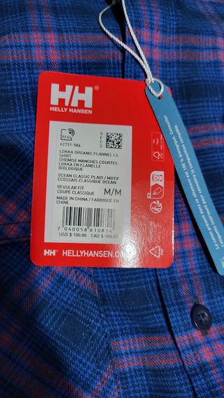 Camisa HHLokka Organic Flannel Nueva con etiqueta