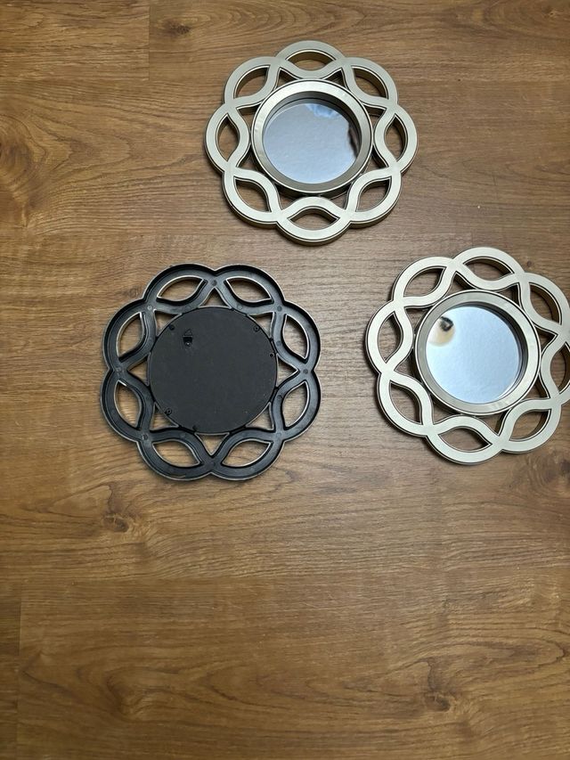 Espejo pared triple dorado