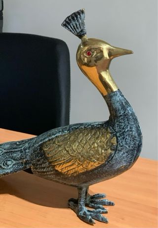 figura escultura de bronce pavo real NUEVO