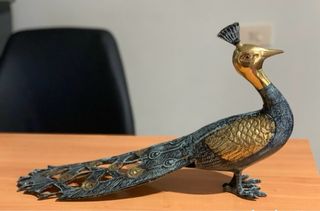 figura escultura de bronce pavo real NUEVO