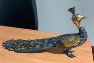 figura escultura de bronce pavo real NUEVO