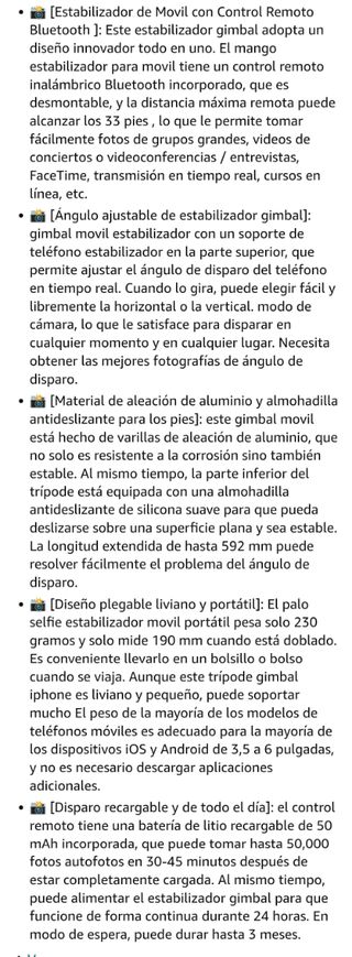 Palo selfie con estabilizador