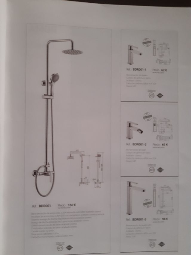 Griferías Monom Columna DUCHA con rociador acero
