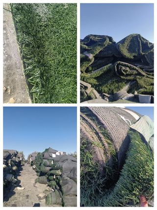 Jardín con césped artificial