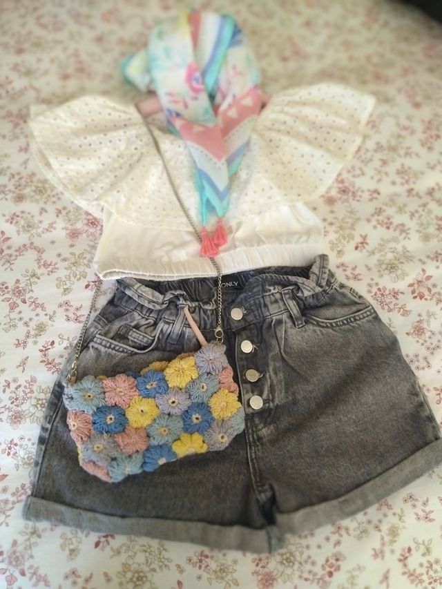 Conjunto pantalón vaquero corto niña y...