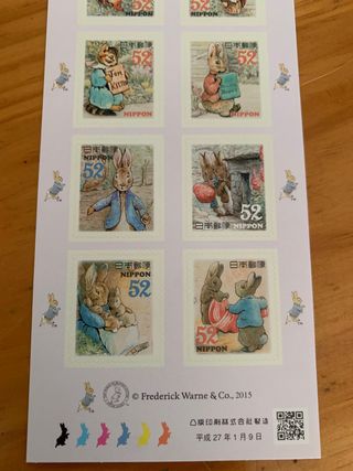 Sellos postales Peter Rabbit Japón de colección