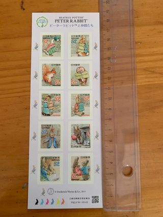 Sellos postales Peter Rabbit Japón de colección