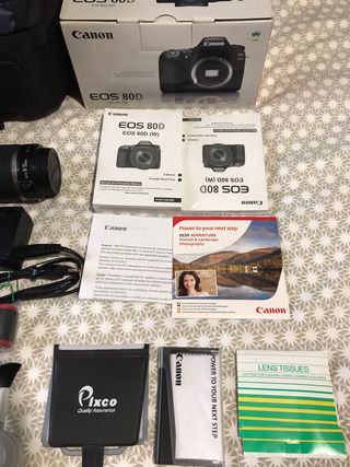 Canon 80D nueva + objetivos + extras