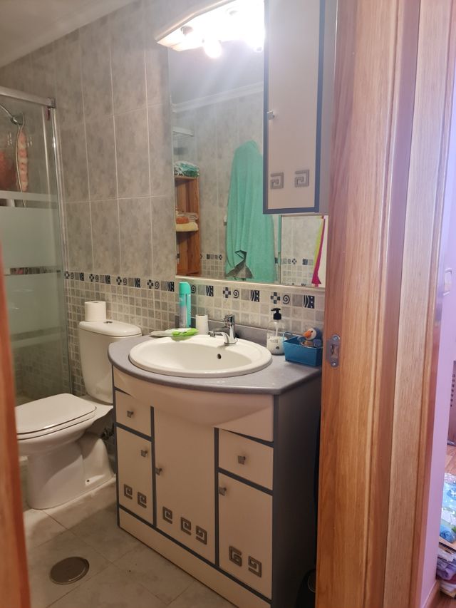 Mueble baño blanco azul