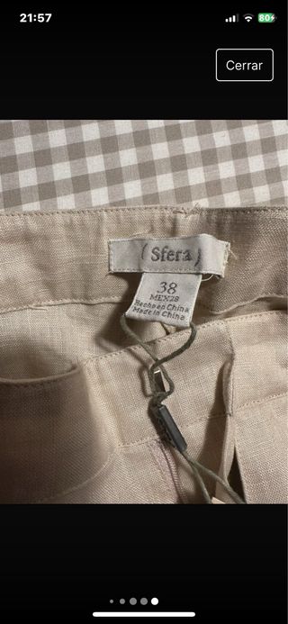 Pantalon de lino beige T 38