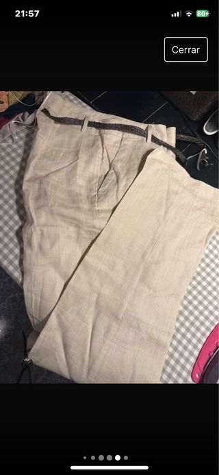 Pantalon de lino beige T 38