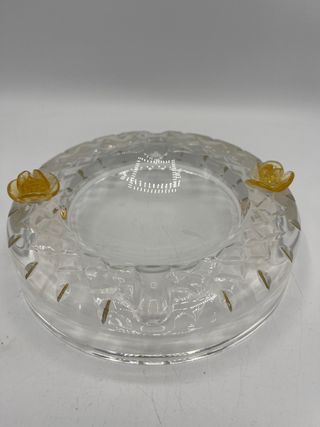 Posacenere cristallo molato con fiori murano