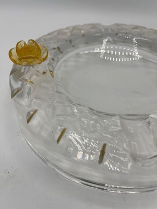 Posacenere cristallo molato con fiori murano