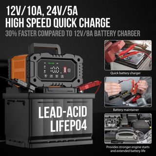 Cargador de batería Inteligente 10A, 12V-24V