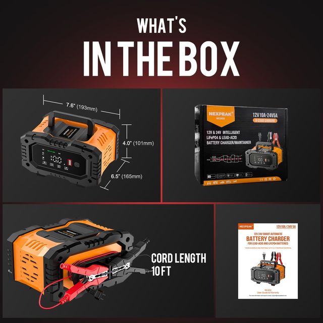 Cargador de batería Inteligente 10A, 12V-24V