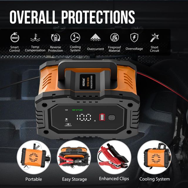 Cargador de batería Inteligente 10A, 12V-24V