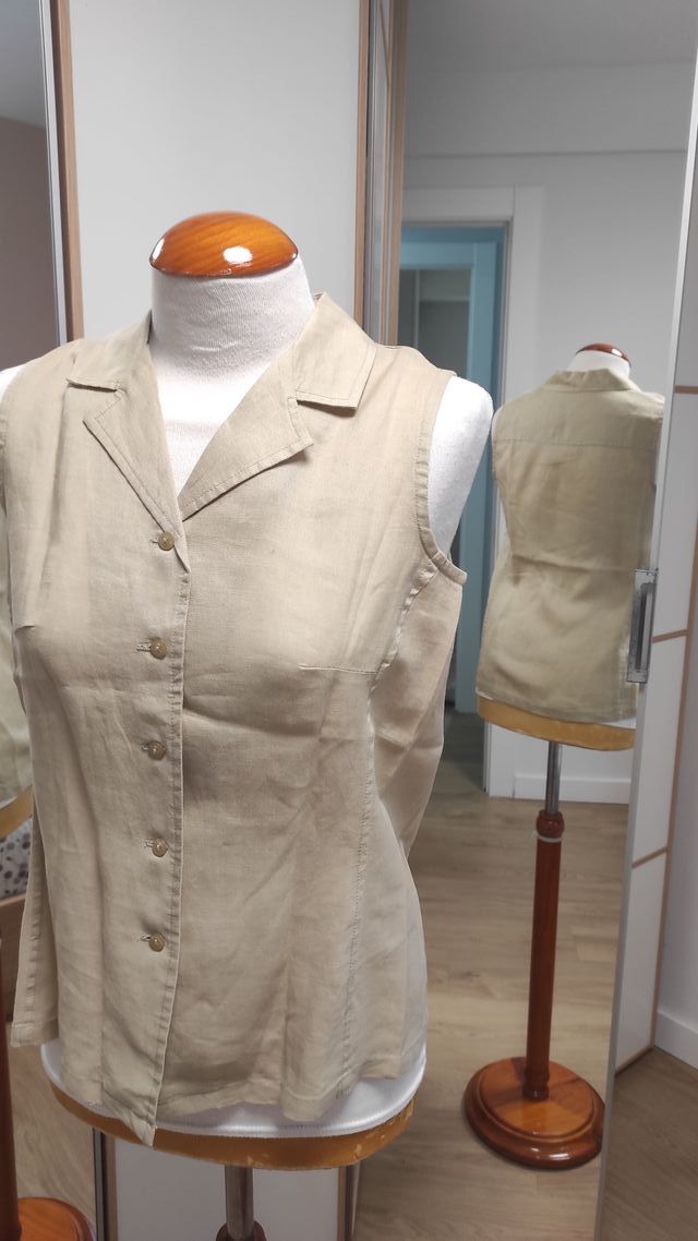 Blusa lino sin mangas verde claro