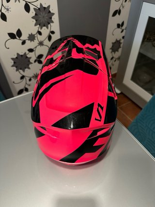 CASCO MOTOCROSS FOX V1 ROSA Y NEGRO