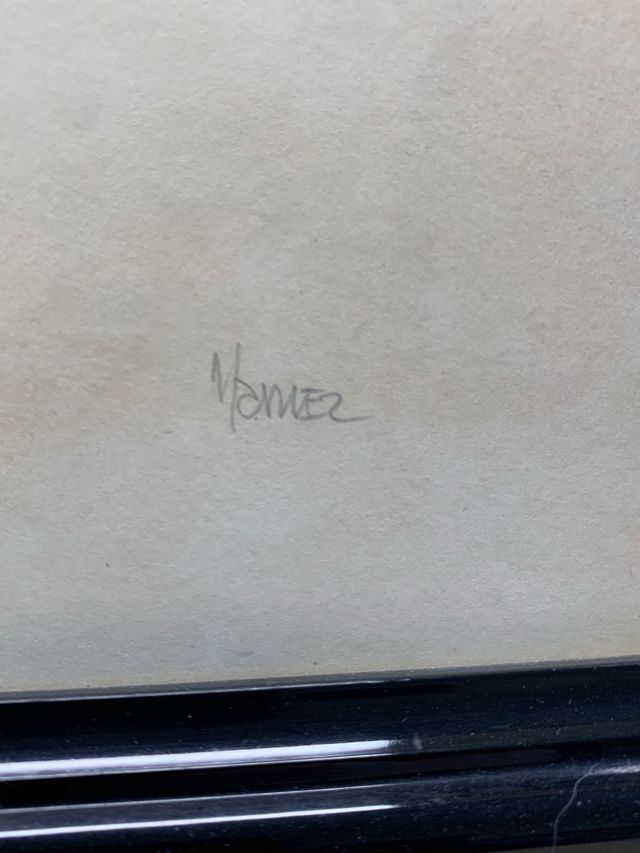 Litografía vintage, surrealista firmada yenmarcada