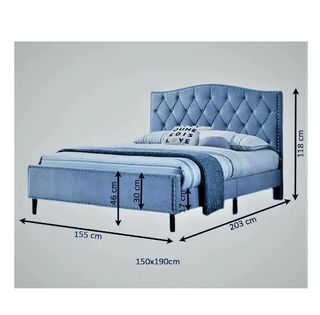 Cama terciopelo 135x190cm con colchón
