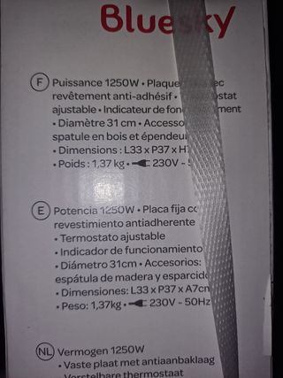 PLANCHA CREPES/OTRA COSA 1250w