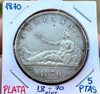 Moneda PLATA 5 Pesetas 1870 *(18-70) G.Provisional