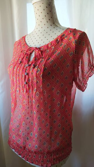 Blusa fina roja manga corta