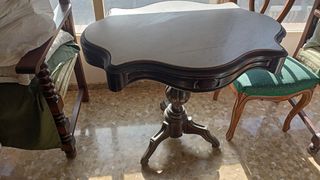 Mesa antigua mármol y madera