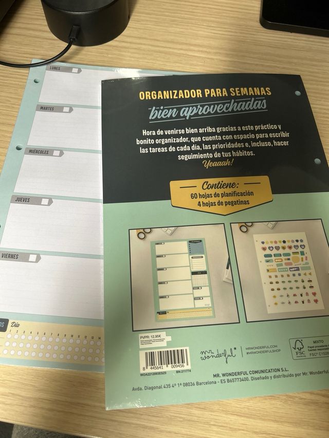 Planificador semanal mr wonderful