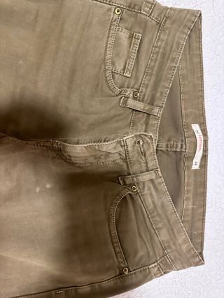 Pantalón, jeans pitillo verde militar, 34Lefties