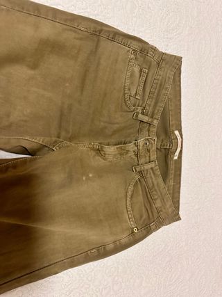 Pantalón, jeans pitillo verde militar, 34Lefties