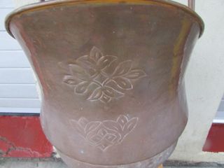 Carbonera antigua leñera cobre doble asa