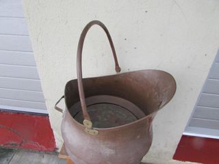 Carbonera antigua leñera cobre doble asa