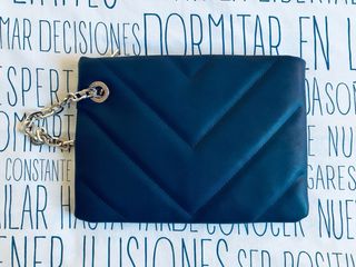 Bolso de Mano Azul Oscuro Parfois 27x20 CM